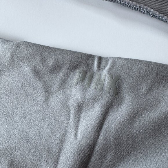 PINK Victoria's Secret Activewear Set Sports Bra and Bike Shorts Gray Lime Green - Picture 12 of 16